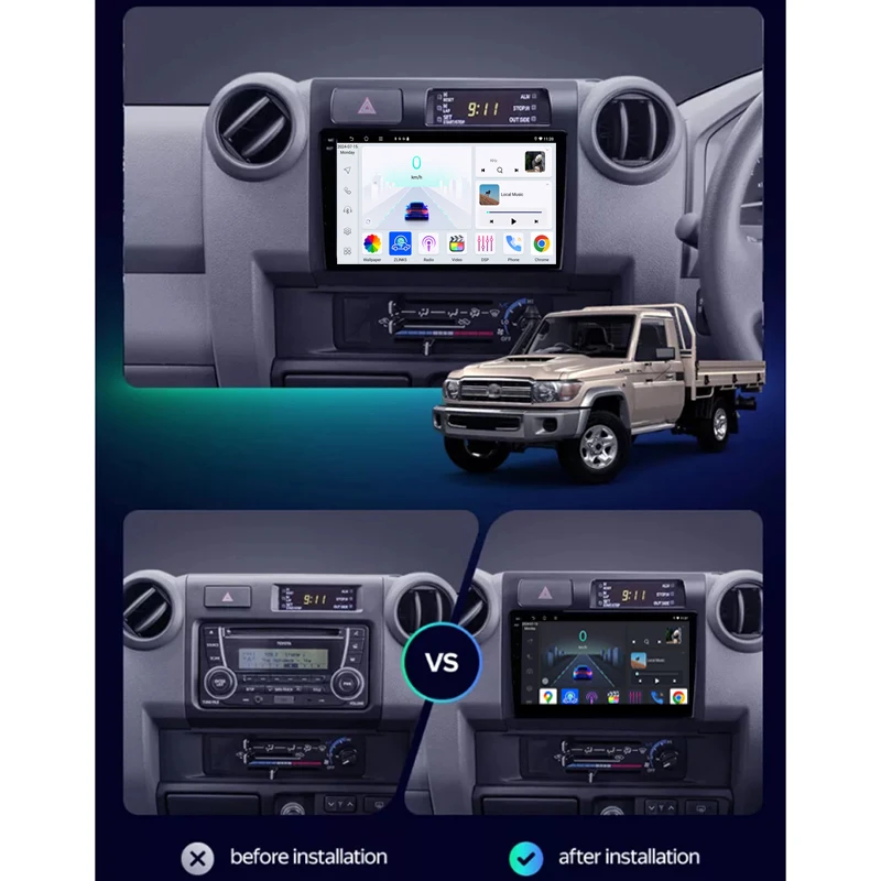 

GPS 9"For Toyota Landcruiser UTE 2007-2020 LC70 LC79 Car Radio Head Unit Carplay Apple Android 15 Auto Multimedia Player