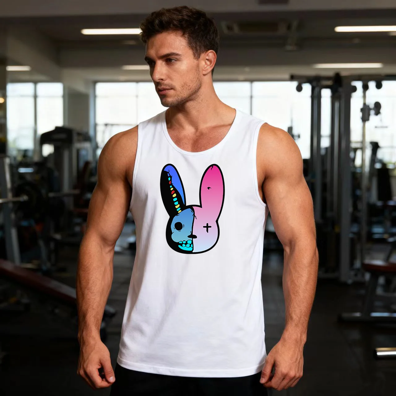 

Men's cotton tank top with English letter print