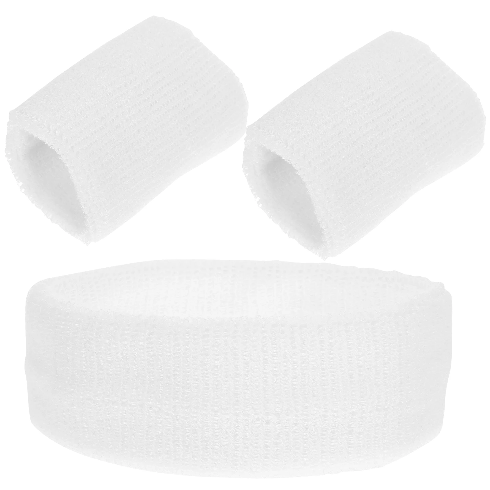 

1 set White Headband Wristbands Set for Men Women Sweat Absorbing Elastic Sports Yoga Running Basketball Fitness