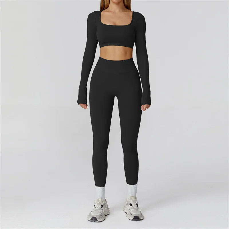 TRY TO BN Chándal sin costuras para mujer, conjunto de gimnasio, mallas deportivas de manga larga, entrenamiento, correr, trajes de dos piezas, ropa de Yoga
