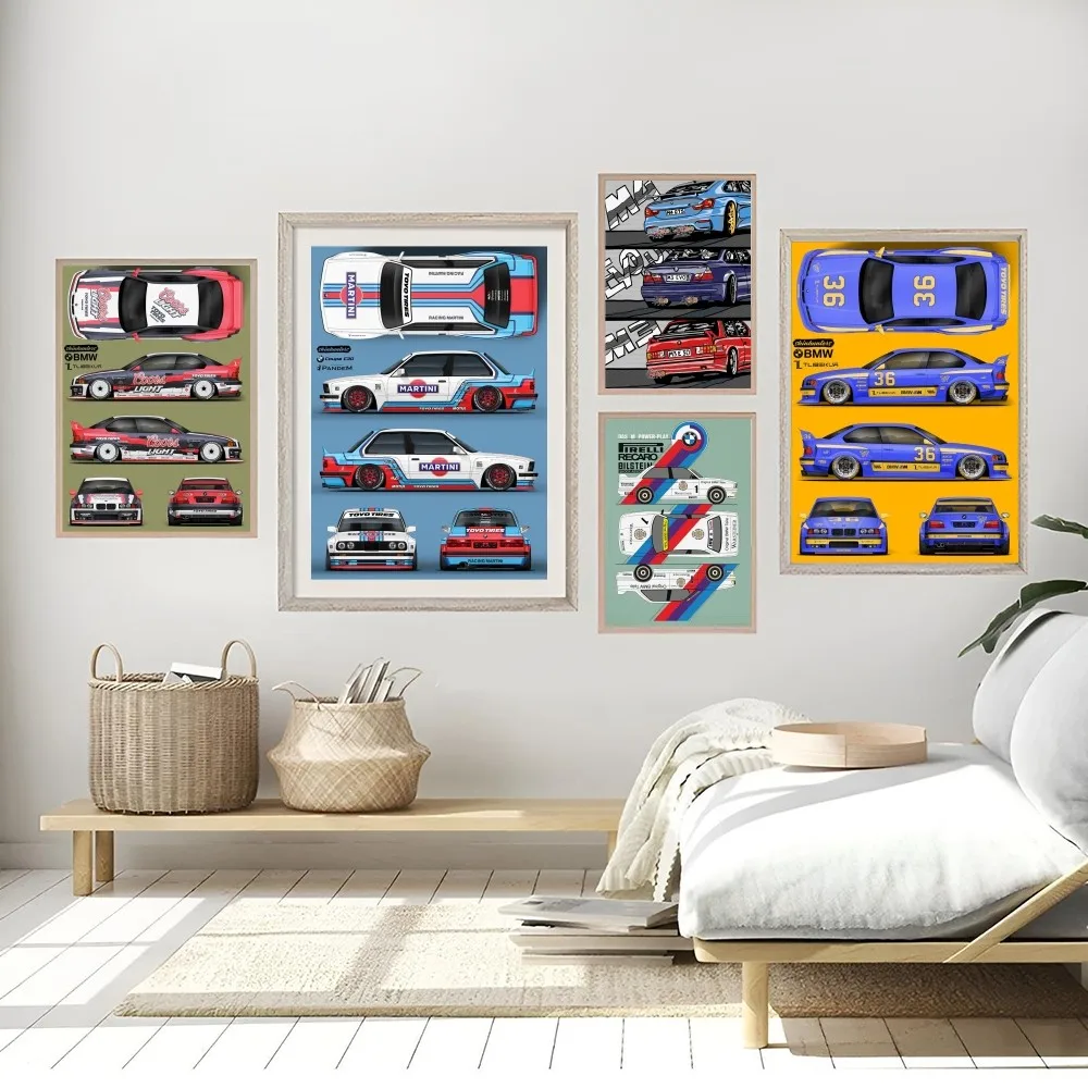 Cars Poster Street Bmws Photo Sports Car Wall Sticker Living Room Bedroom Study Entrance Mural Art Home Decor Hanging Painting