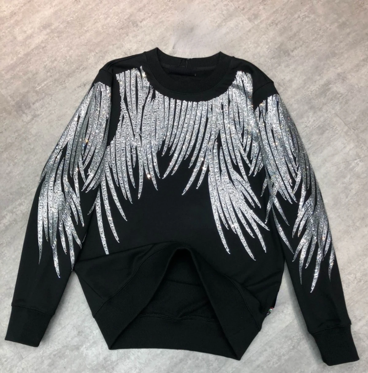 

Sparkling Rhinestones 150kg Plus Size Sweatshirt Women Fall Long Sleeve Geometric Brand Luxury Sweatshirts Women Winter Clothes