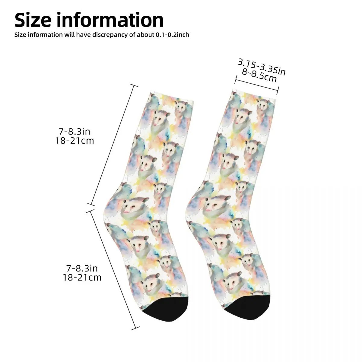 Watercolour Opossums Crazy Men's Socks Opossum Cute Animal Unisex Harajuku Seamless Printed Funny Novelty Crew Sock Boys Gift