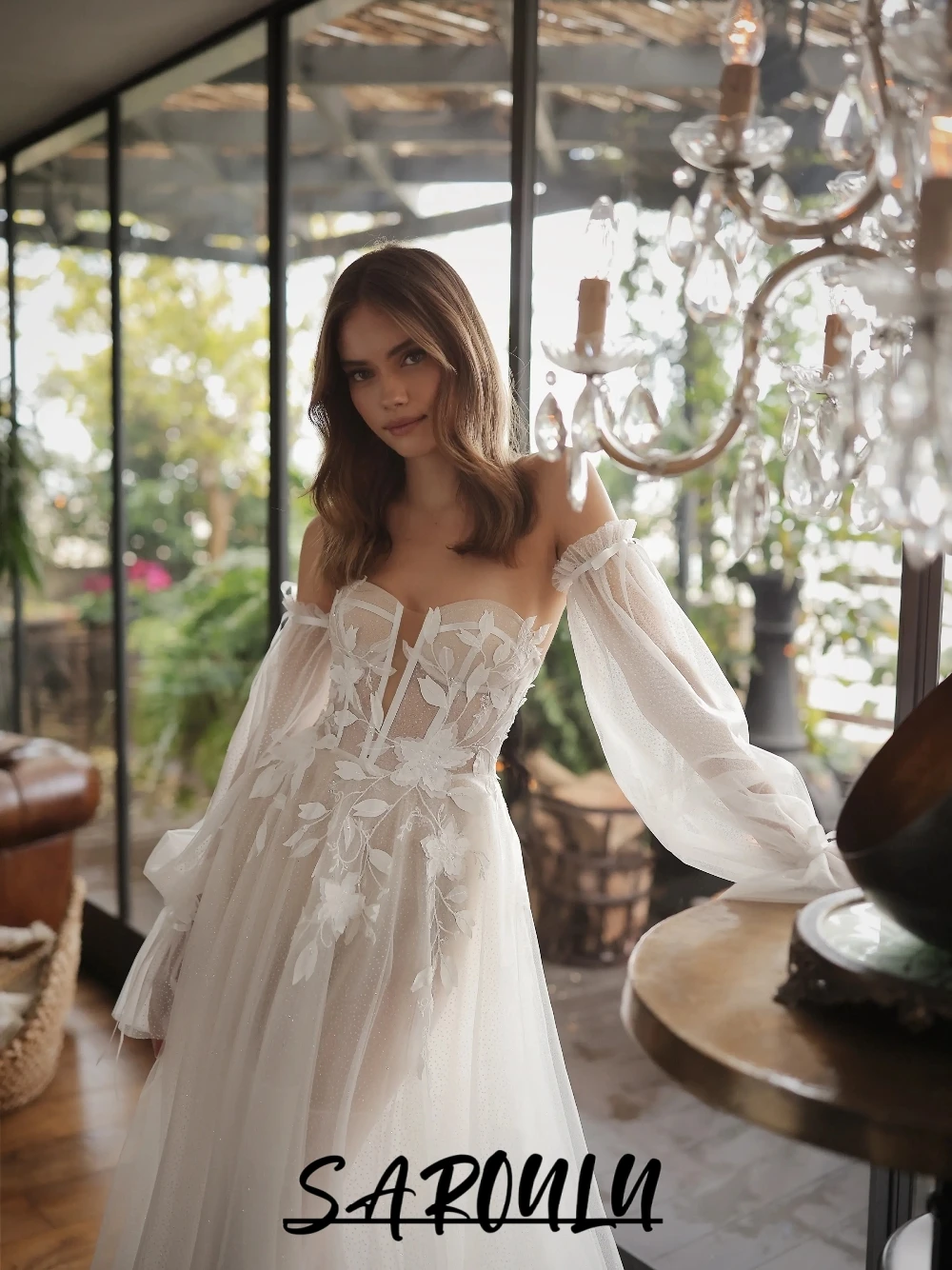 

Beautiful Appliques Outdoor A Line Wedding Dress Sweet Corset Dreamy Bridal Gown Customized Detachable Sleeves Women Wear
