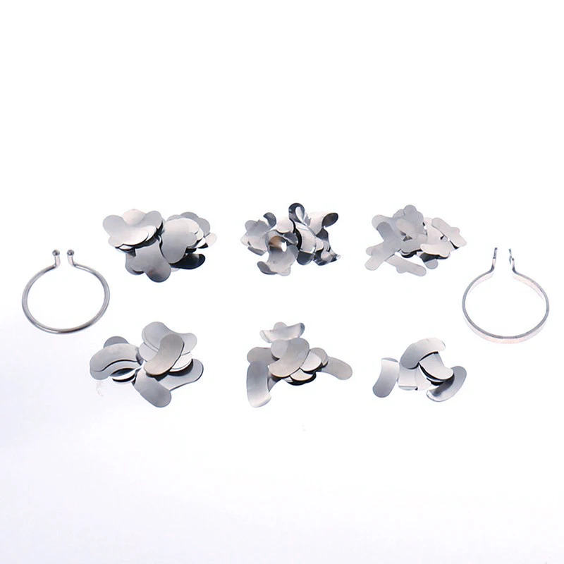 Stainless Steel Dental Matrix Contoured Bands Kit with Sectional Rings for Teeth Forming Orthodontic Restoration and Crown Prep