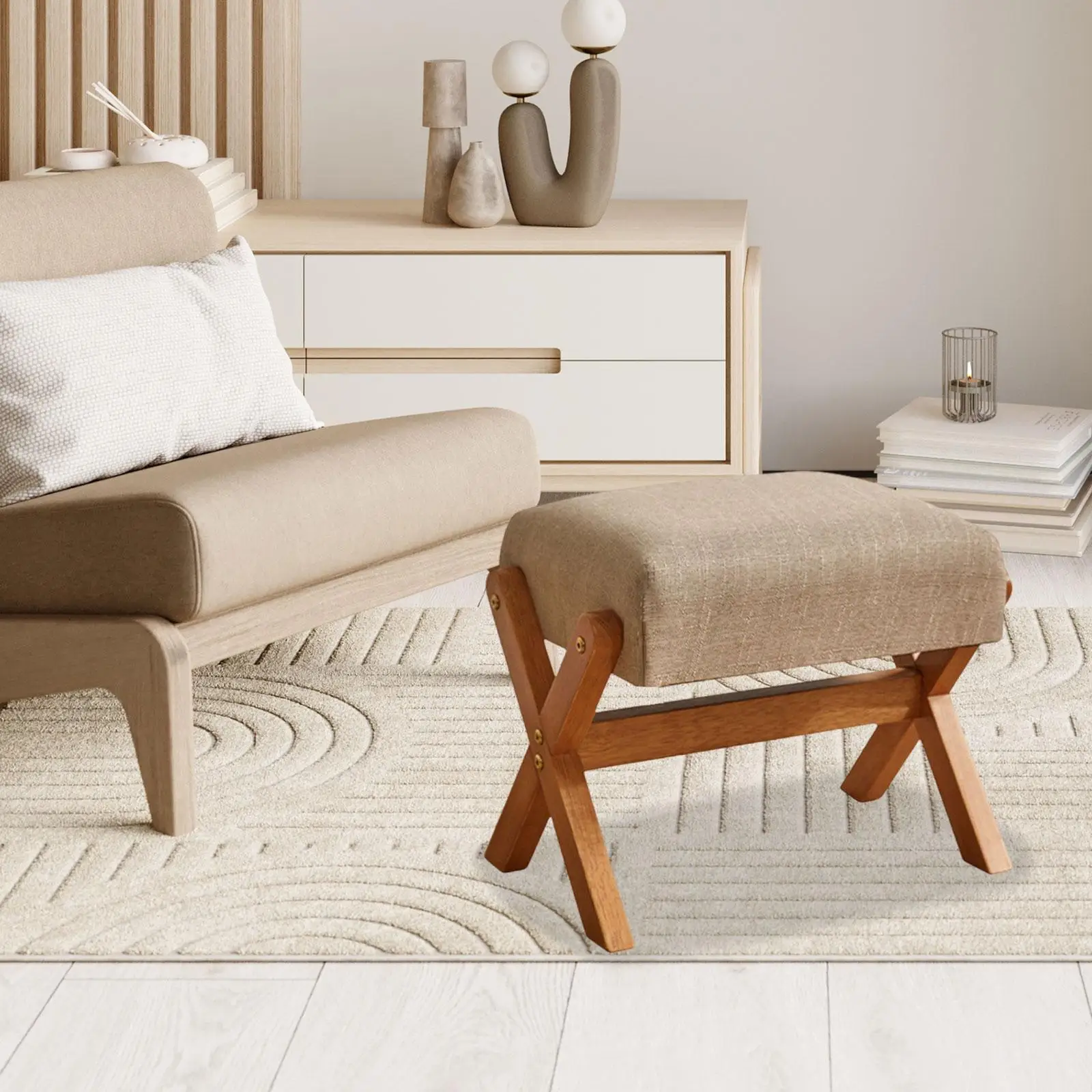 

Деревянная табуретка-пуфик для туалетного столика, декоративный стул-сиденье в минималистичном стиле, подставка для ног для дома, квартиры, прихожей, гостиной