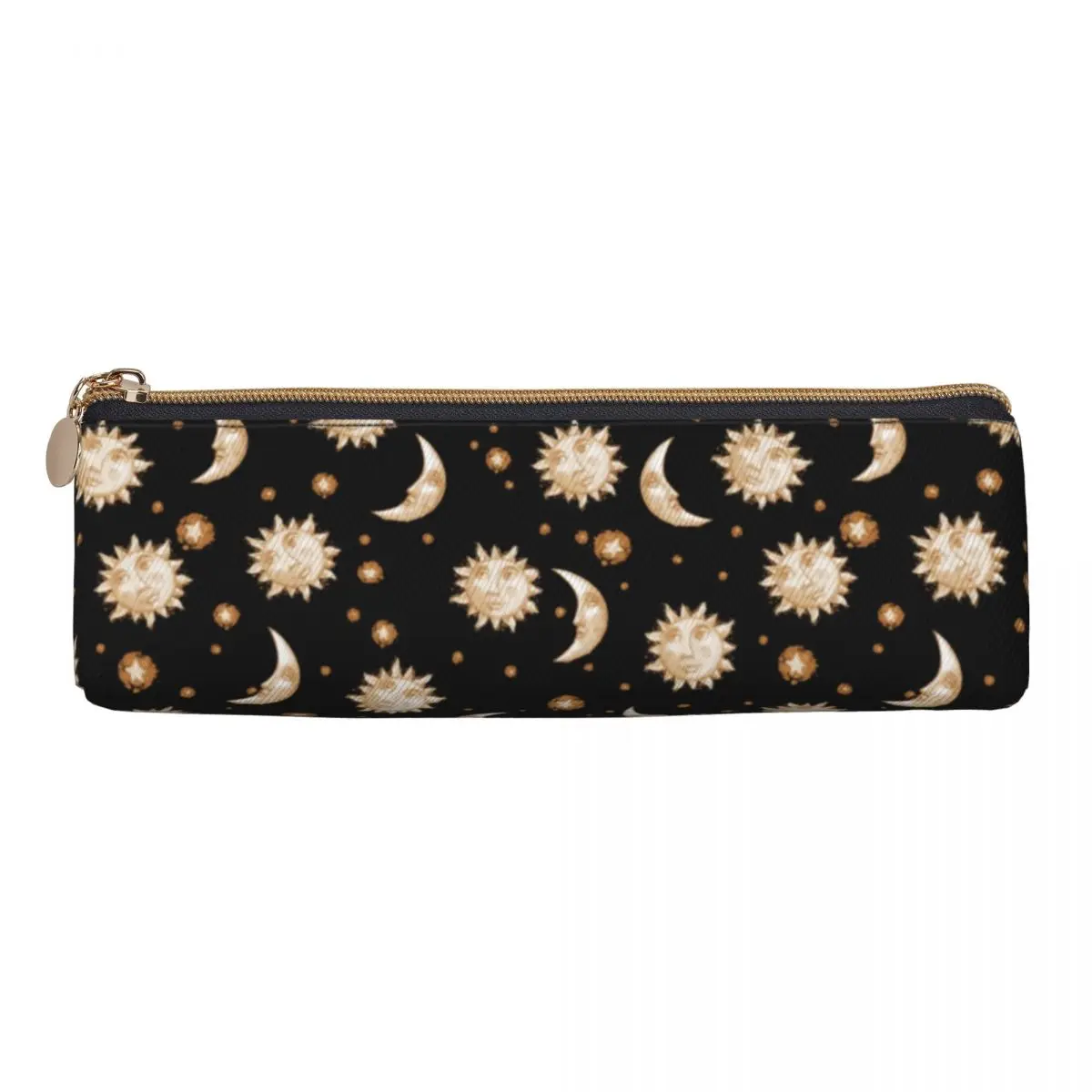 Retro Celestial Sun Pencil Case Moon Gold Black Print University Pencil Box Kids Zipper Vintage School Pencil Cases Stationery