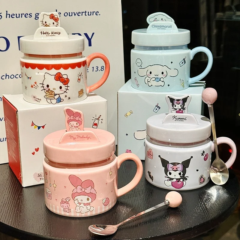 

Sanrio Kuromi Ceramic Mug For Women With Lid Home Office Coffee Drinking Cup High Beauty Kitchen Dining Barware