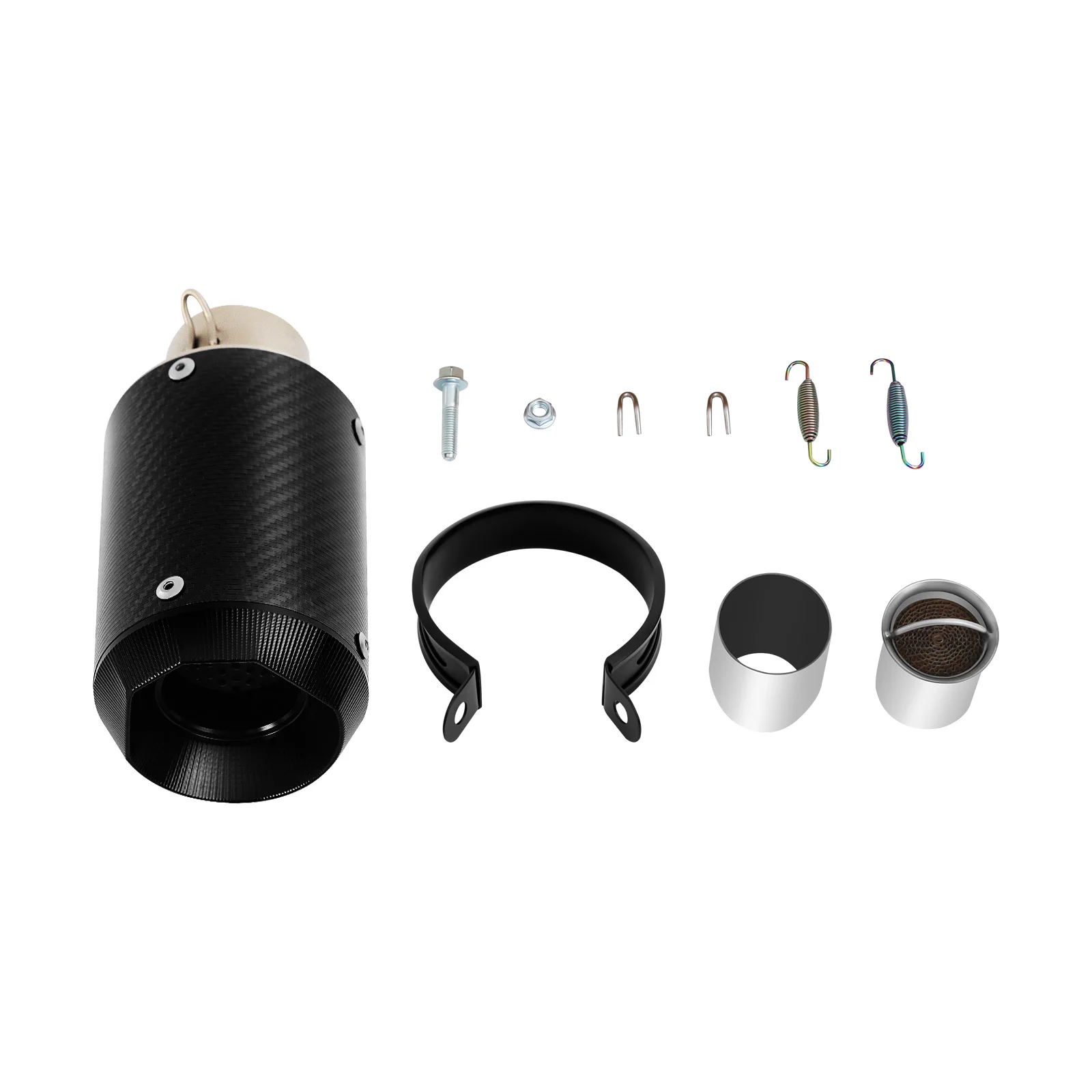 

Universal Motorcycle Exhaust Pipe, Carbon Fiber & Aluminum Slip-On Exhaust Muffler with Silencer, for 1.42-2in Bike