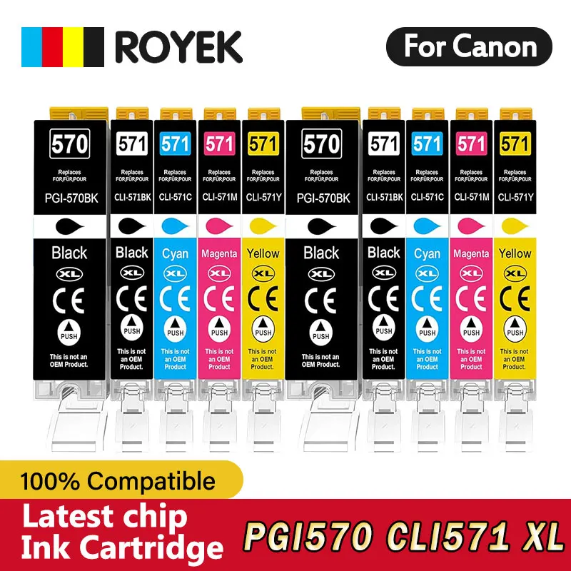 570 571 Cartuccia d\'inchiostro compatibile per Canon PGI570 CLI571 XL PIXMA MG7750 MG7751 MG7752 MG7753 TS8050 TS8051 Stampante PGI CLI