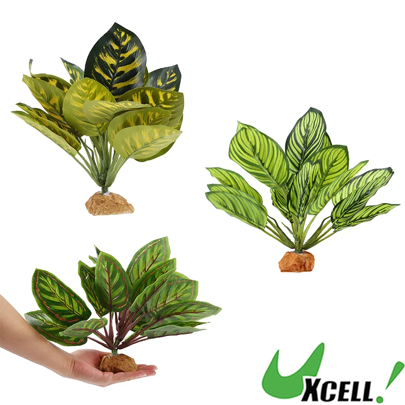 UXCELL Reptile Plants Terrarium Decoration Reptile Artificial Plant for Amphibians Lizard Habitat Decor Plastic Resin Plants