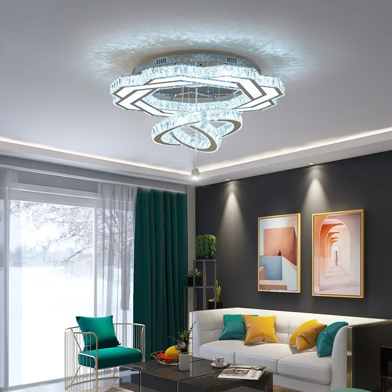 Nordic Minimalist Luxury Crystal Led Ceiling Chandelier Living Dining Room Bedroom Ceiling Lamps Home Decor Crystal Pendant Lamp