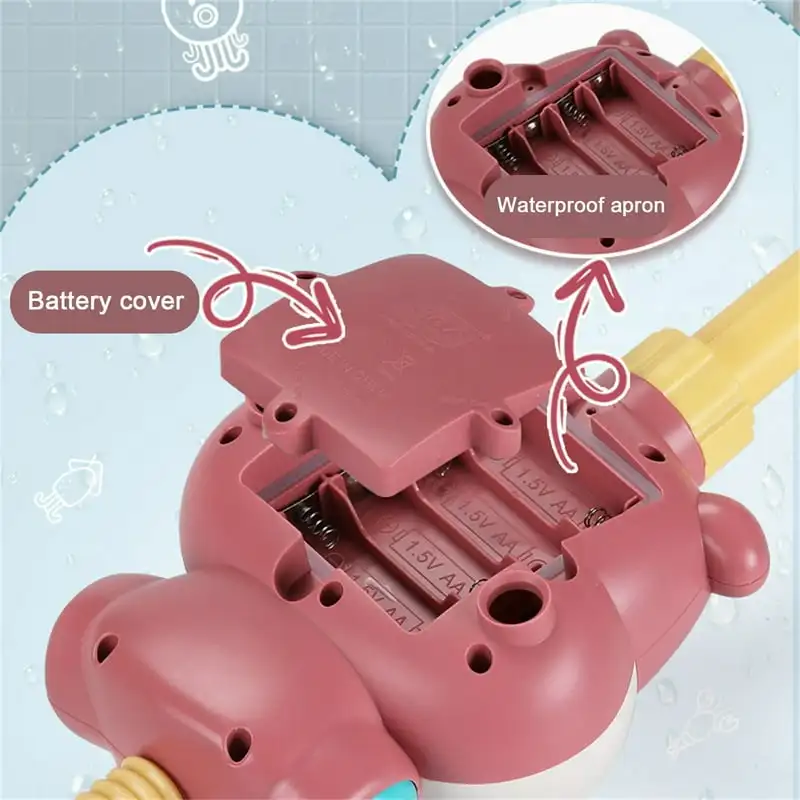 رأس دش حمام الطفل قابل للتعديل على شكل فيل كهربائي - لعبة حوض الاستحمام الممتعة، ملحقات حوض الاستحمام من مسحوق الأكريليك