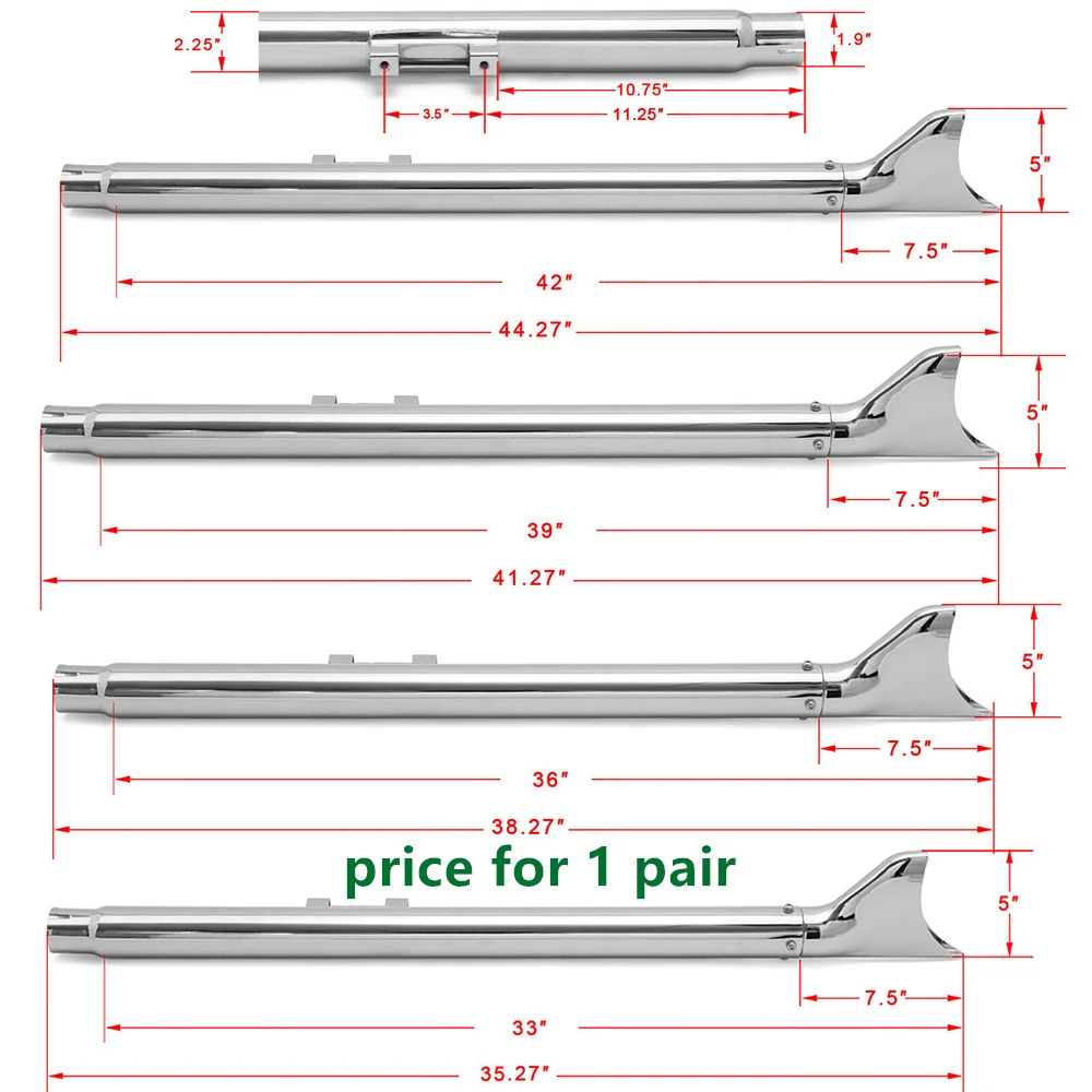 Slip On 33" 36" 39" 42" Tłumik Fishtail Rura wydechowa Softail Chopper Fatboy FLSTF Heritage FLSTC FXSTC FLSTN FXSTD 07-17 16 15 — zdjęcie 2