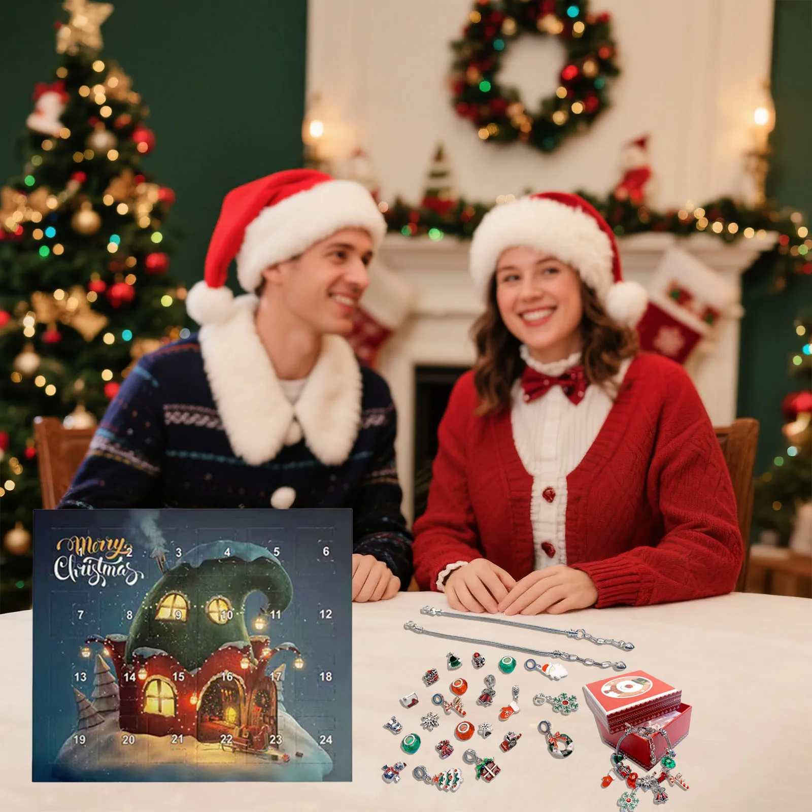 Minuterie de cuisine numérique Double compte à rebours de noël, calendrier de 24 jours, boîte Surprise, ensemble de bricolage de noël, minuterie d'une heure pour enfants