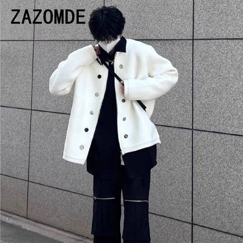 ZAZOMDE Men\'s Clothing Luxury Knit Cardigan Sweater Retro Zipper Long Sleeve Stylish Korean Popular Solid Color Leisure Knitwear