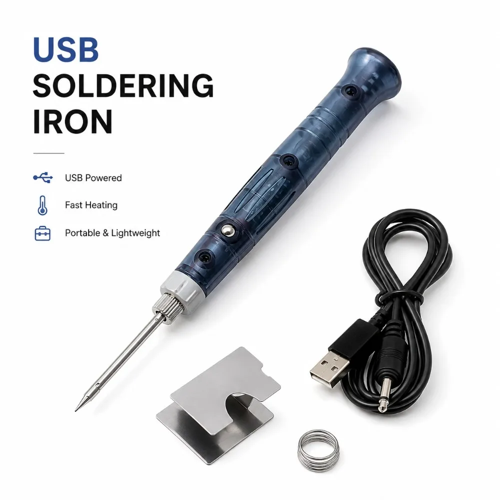 Kit de fer à souder USB 5V 8W à température réglable avec support et fil à souder pour projets électroniques DIY