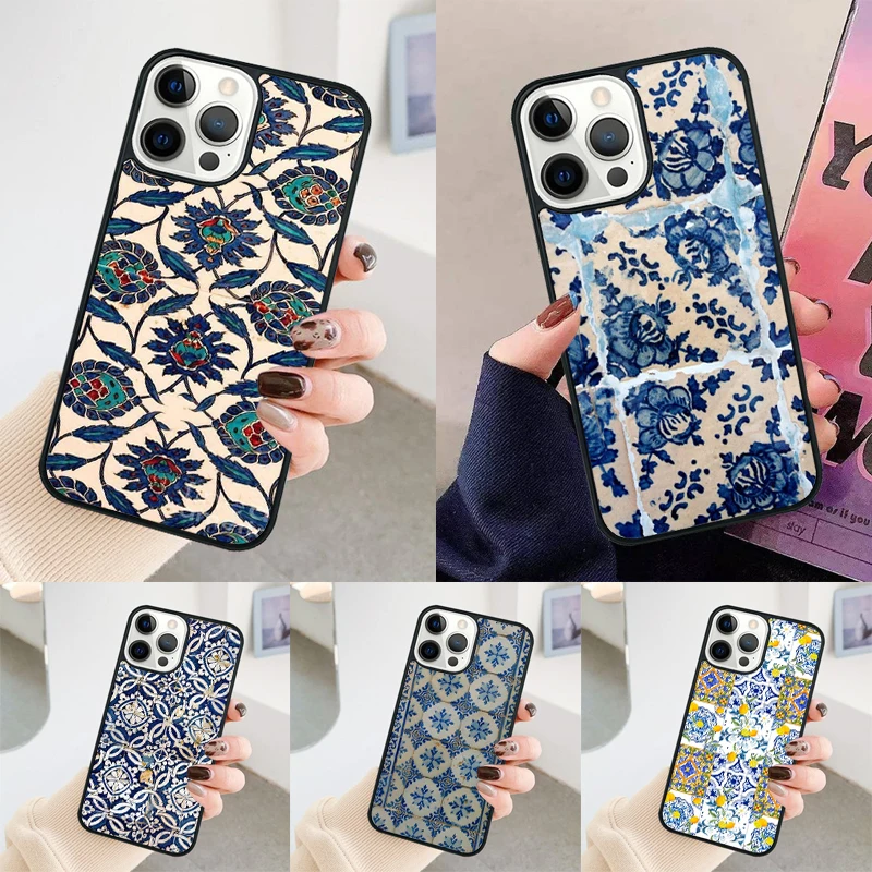 Portuguese Tiles phone case Cover For iPhone 14 15 16 Pro Max SE 2020 coque For apple 11 12 13 Pro Max Mini 7 8 Plus