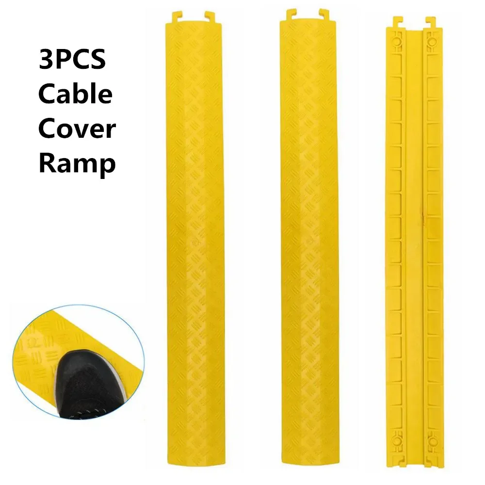 

3PCS Cable Cover Cord Hose Protective Ramp Heavy Duty Wire Extension Cord Garden Water Hose Traffic Driveway Rubber Speed Bump