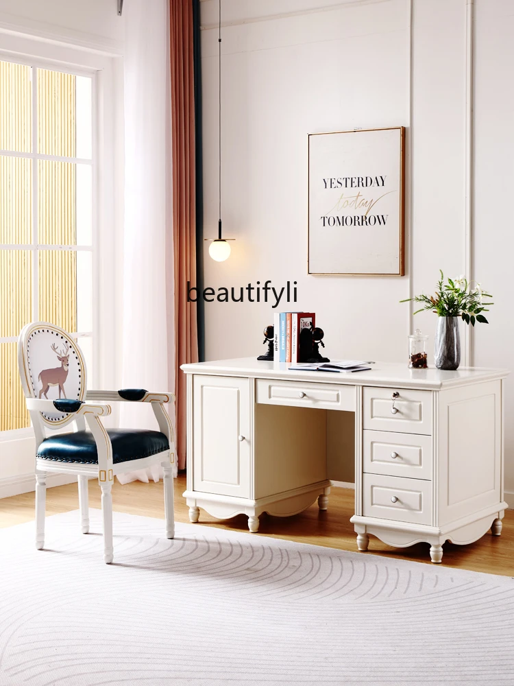 

Bedroom Desk White Small Computer Desktop Office Table Study Desk European Style Student Household Writing