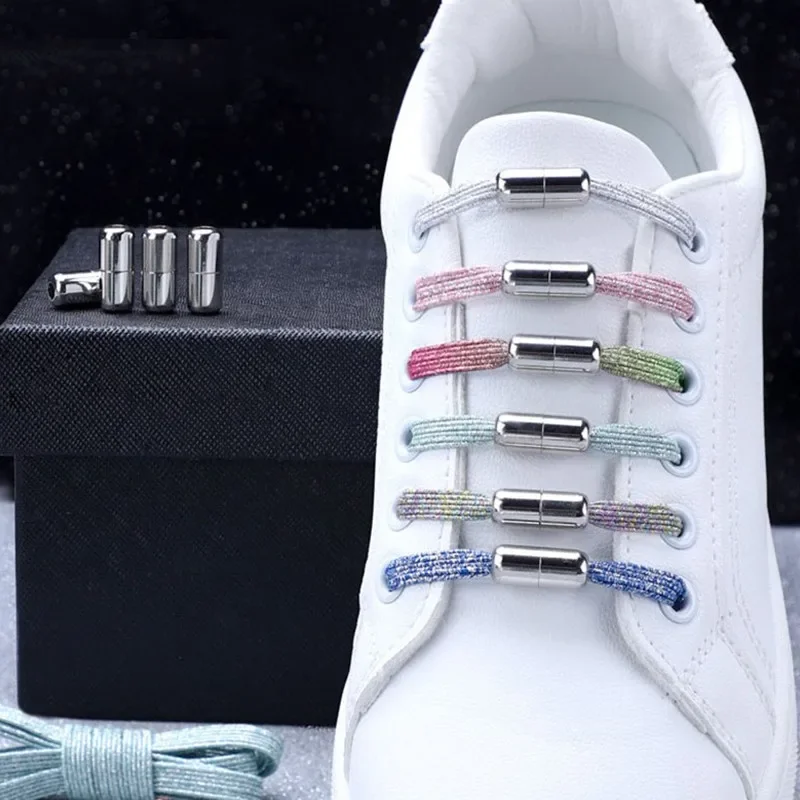 

No Tie Shoe Laces Adult Kid Elastic Trainer Color Laces Easy Portable Capsule Buckle Fixation No-tie Shoelaces Shoe Accessories