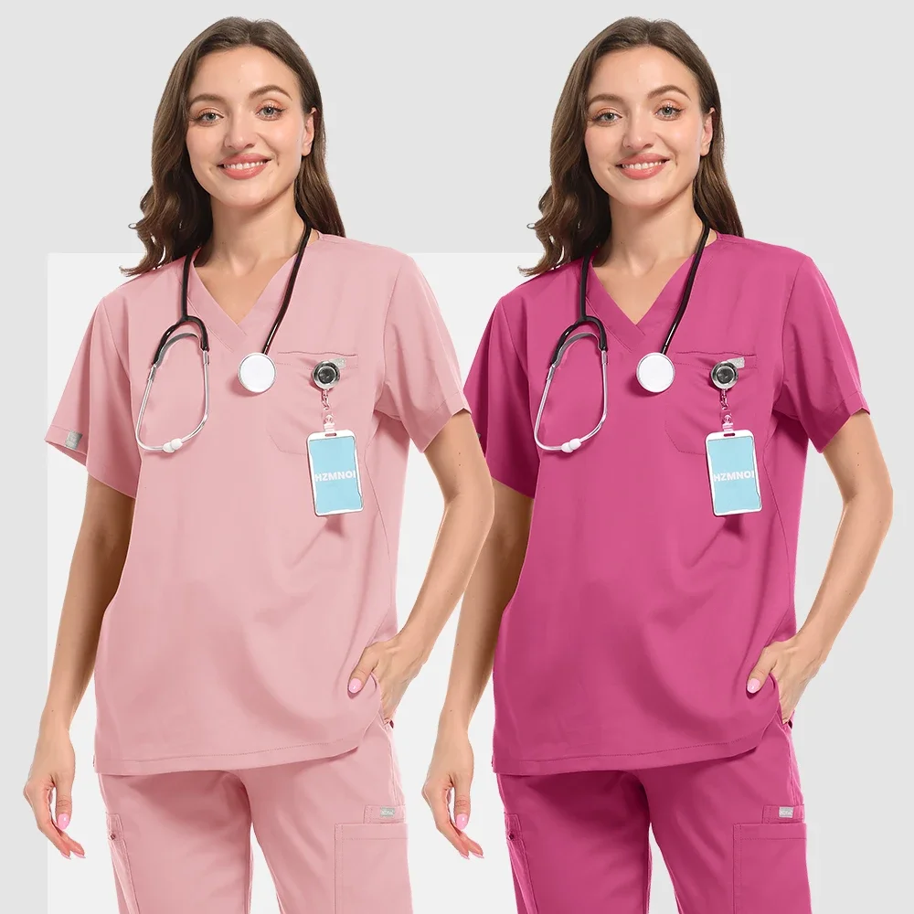 Vícebarevná křoviny uniforma krátký rukáv tops+pants kojící uniforma ženy zvířátko krám doktor drhnout medicinální chirurgie workwear drhnout sada