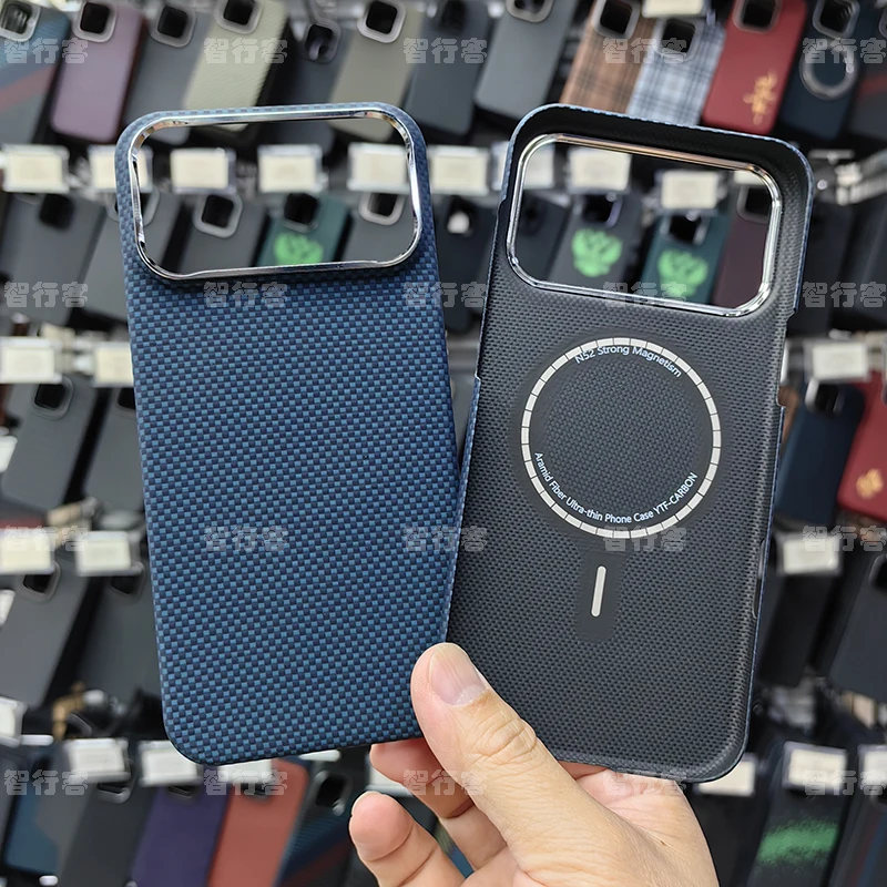 ZXKE True Fiber Case For Apple iPhone17Pro 17ProMax Cover Embedded Iron Sheet Magnetic Car Support Magsafe Aramid Fiber Shell