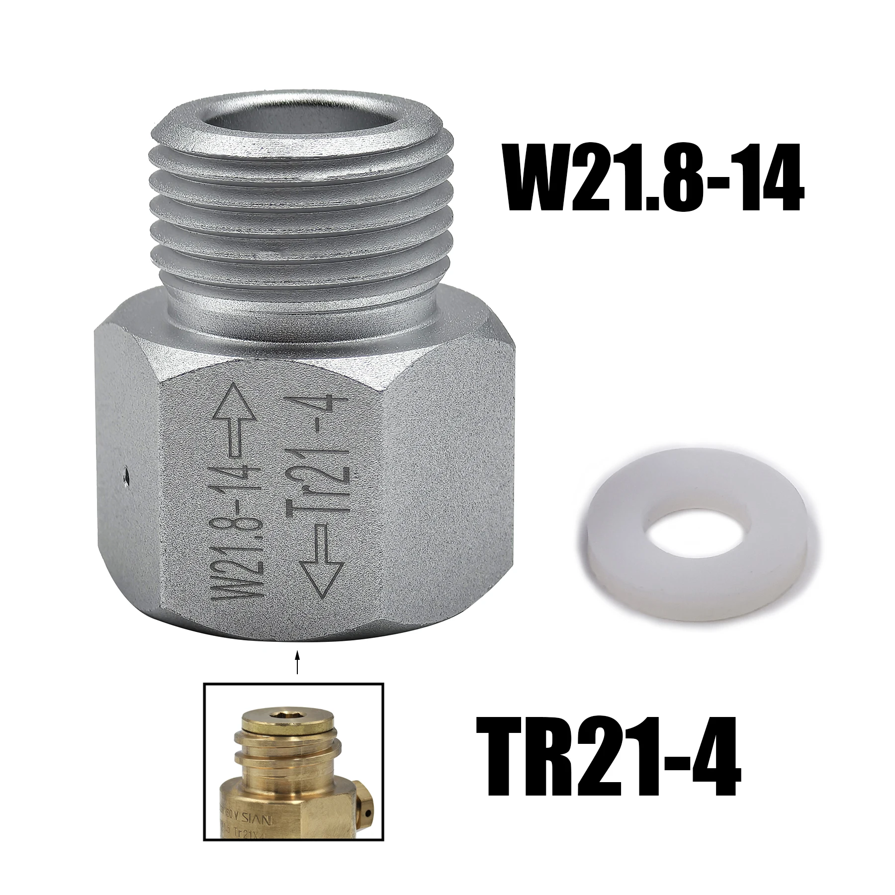 Adaptador TR21-4 a W21.8-14 para cilindro CO2 de barriles Corny y soda - imagen 4