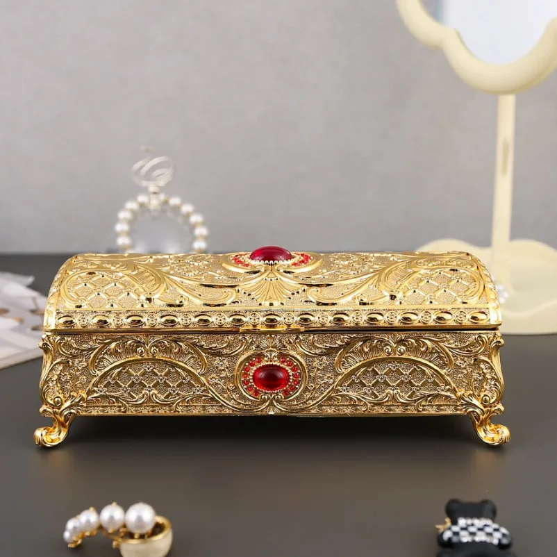 New Rectangular Jewelry Box Creative Diamond-encrusted Light Luxury Jewelry Storage Box
