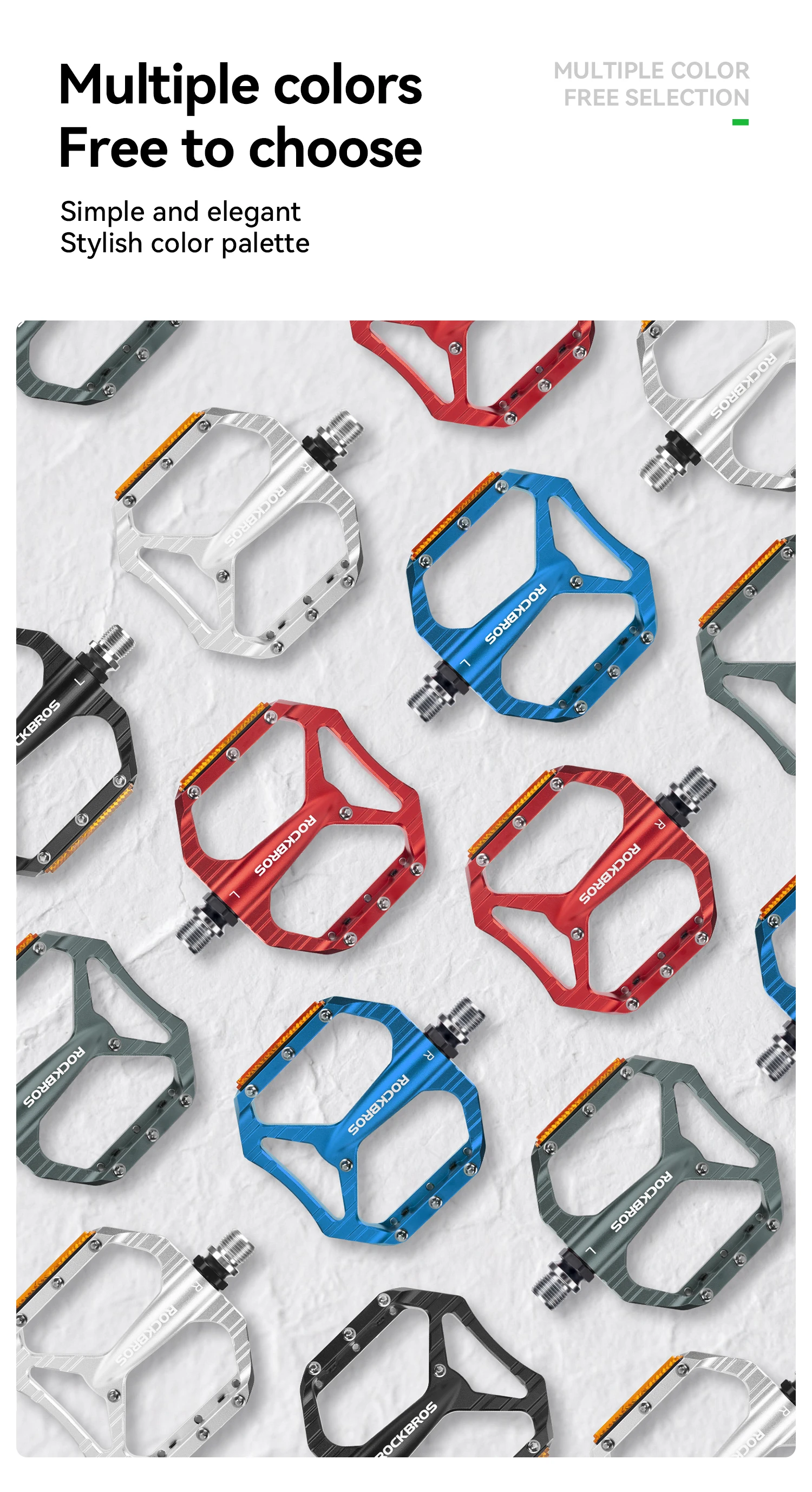 ROCKBROS Fahrradpedal Rutschfest Langlebig Einlagiges Aluminiumlegierungs-Reflexionspedal Hohldesign Leichtes Rennradpedal – Detail 10