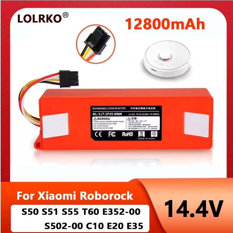 14.4V 6500mAh Original Replacement Battery For Xiaomi Roborock S6 S7 MaxV Q5 Q7 MAX Robot Vacuum Cleaner Accessories Parts