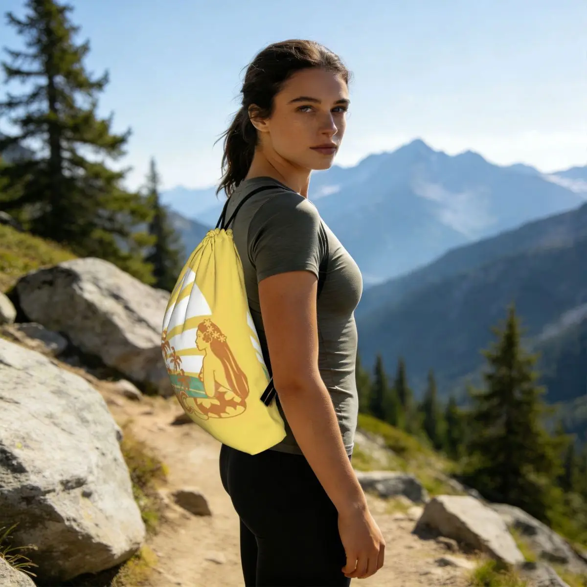 Hinano Tahiti Backpacks Multi-function Drawstring Bundle Pocket Sports Bag Book Bags for Man Woman Students