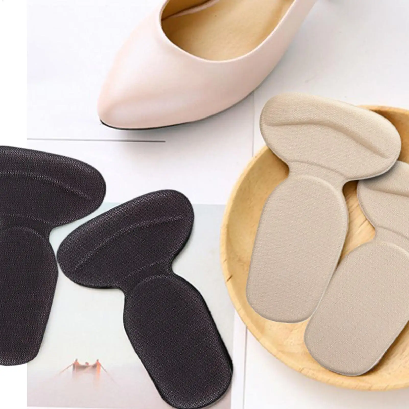 Heel Grips for Shoes, 2pcs Self-Adhesive Pads Soft Shock-Absorbing Ankle Protector for Boots Flats, Anti Slip Blister Prevention