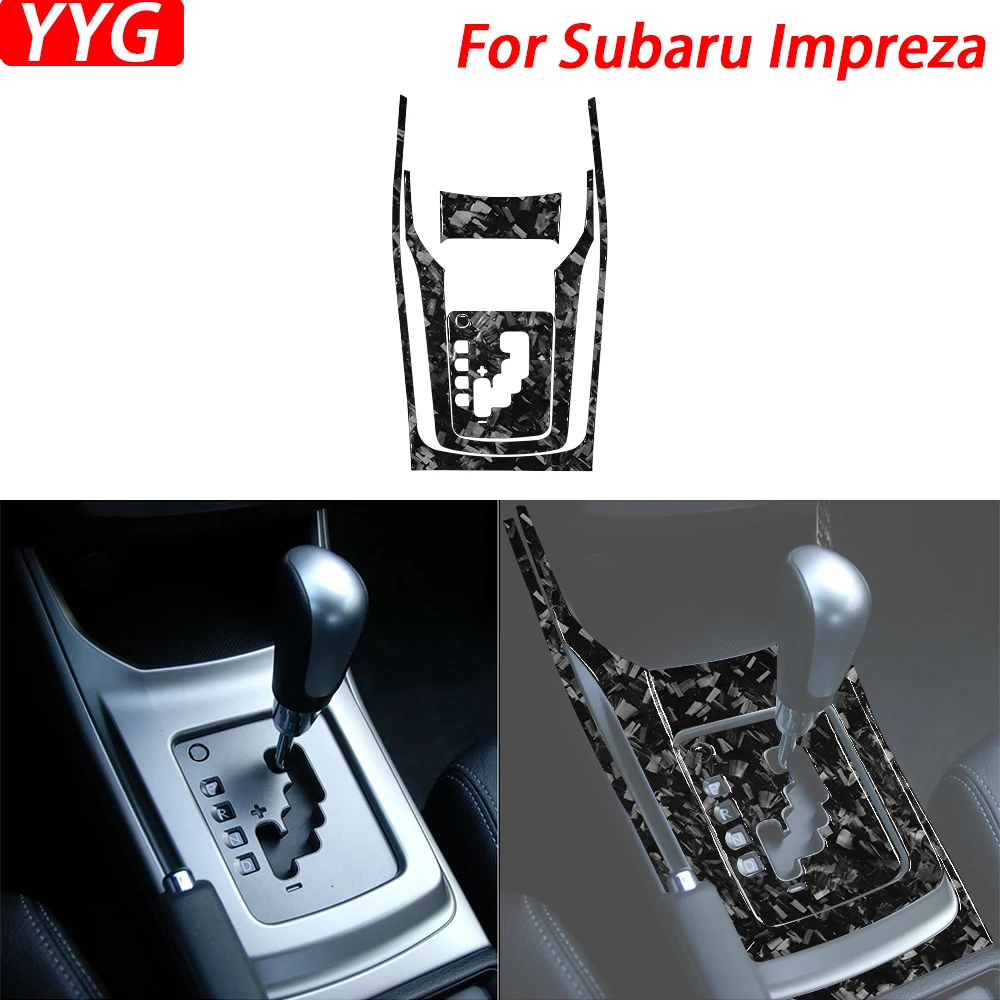 For Subaru Impreza 2009-2011 Forged Carbon Fiber Gear Shift  Panel Set Trim Cover Car Interior Decoration Accessories Sticker