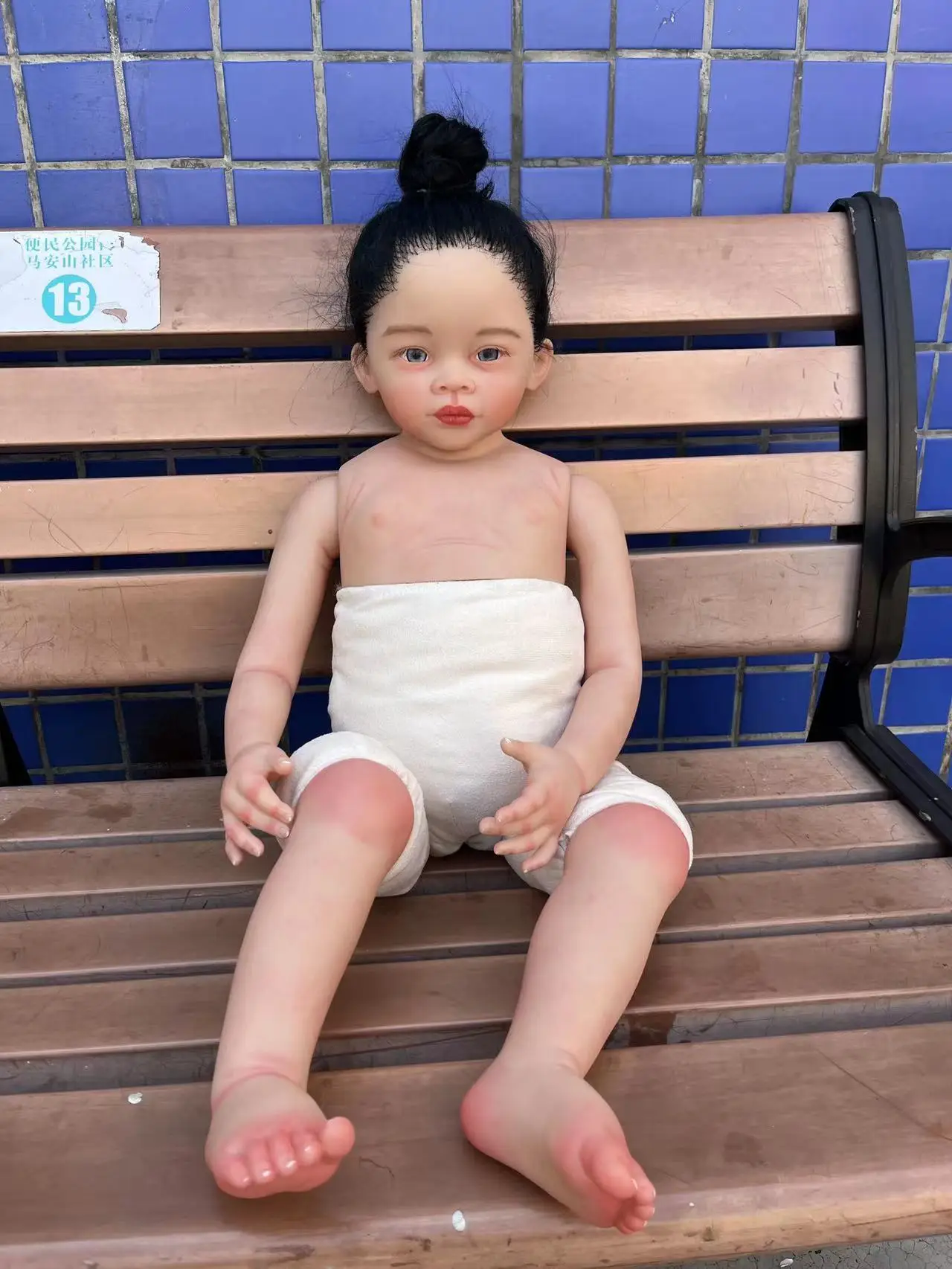 

FBBD Customized Limited Supply 32inch Reborn Baby Doll Meili With Hand-rooted Long Black Hair Painted Kit DIY Part