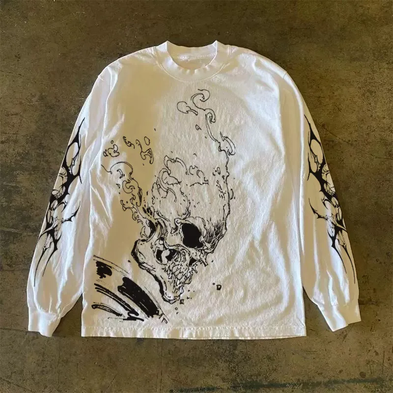 Heavyweight 310g Pure Cotton Long Sleeve T-Shirt Streetwear Versatile American Retro Style Men's Women's Casual round Neck Top