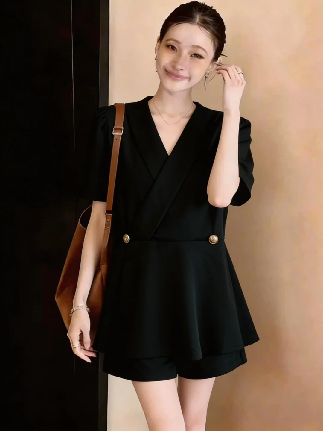 

Slimming plus Size Women's Summer Suit Top And Shorts Two Piece Set High Waist Short Sleeve Suit Casual Comfortable Breathable