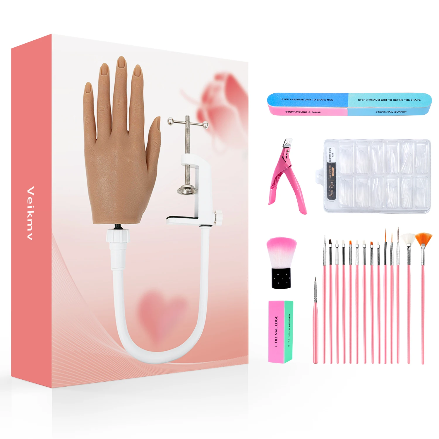 

Veikmv Nail Training Practice Hand For Acrylic Nails Silicone Fake Hands To Nail Practice Hand Model Filming Props