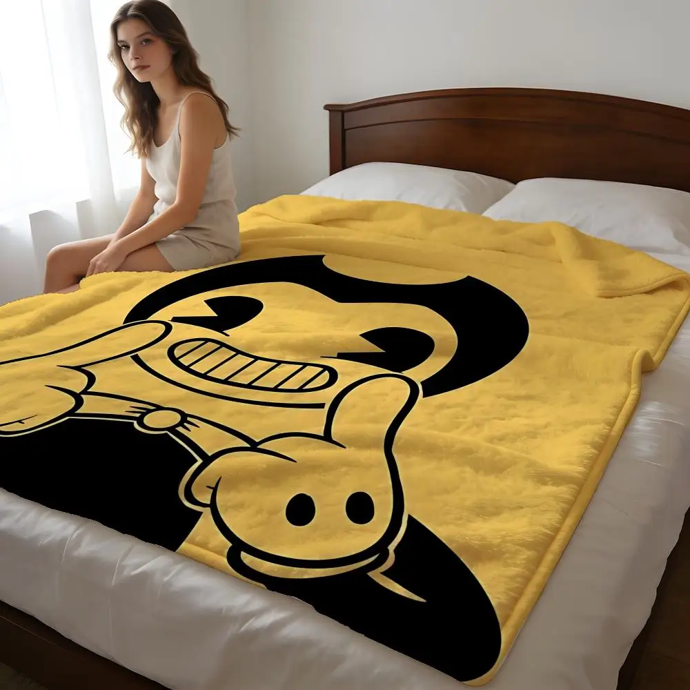 Manta de felpa corta de alta densidad para sofá, para siesta, habitación con aire acondicionado, suave y agradable para la piel, Game Bendy And The Ink Machine