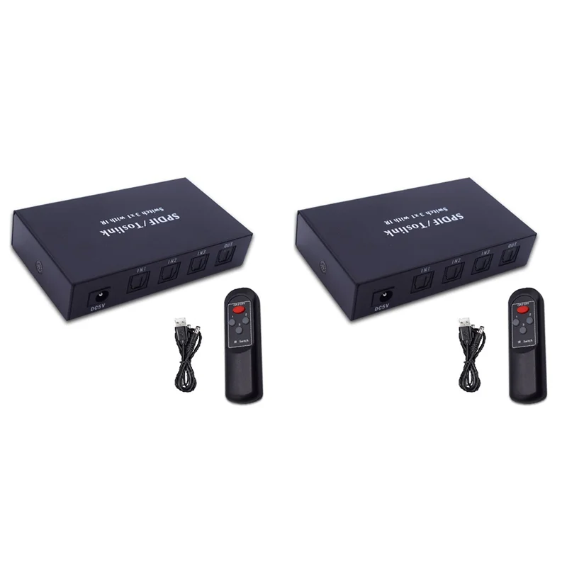 Conmutador óptico de B29C-2X con divisor de Audio Digital óptico Spdif Toslink de 2 vías 3 en 1 salida con interruptor de Control remoto IR