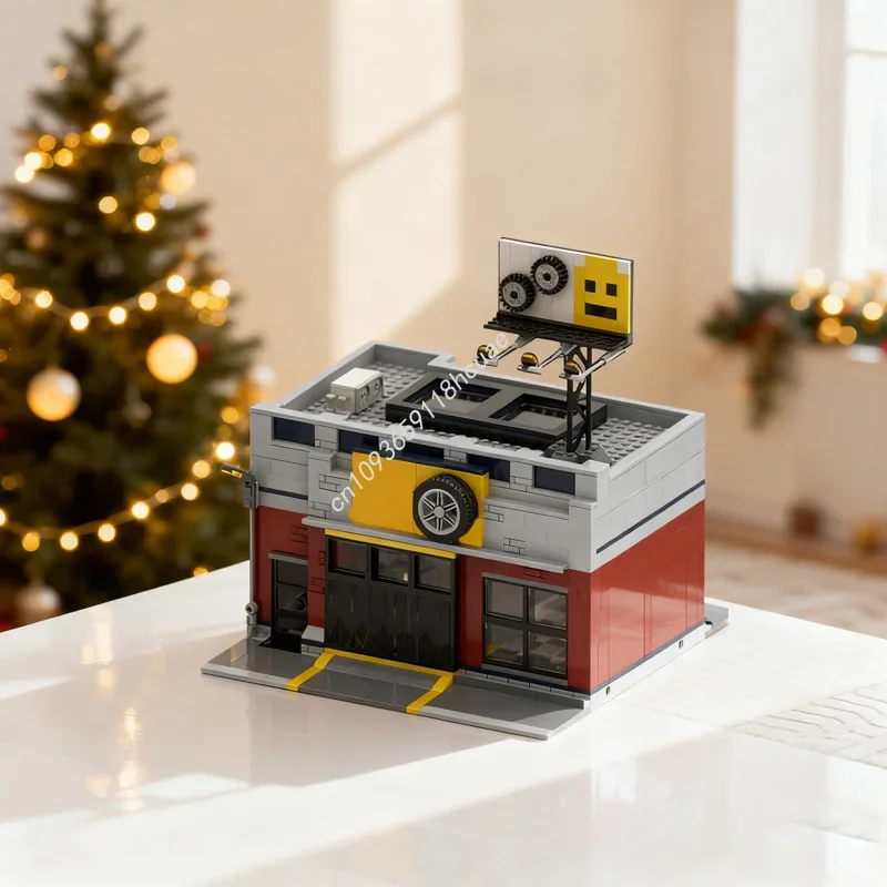 927pcs MOC Tuning Workshop Gemodulared Model Bouwstenen Speelgoed Architectuur Monteren Kerstcadeau DIY Creatieve Baksteen Kinderen