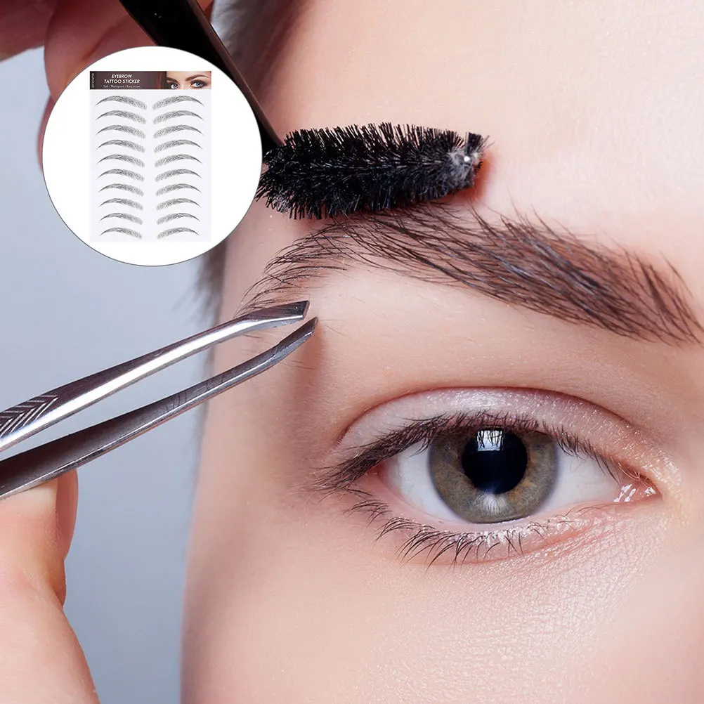 

3pcs Waterproof Eyebrow Stickers 3 Sheets Hair-Like False Eyebrows Easy Apply Long-Lasting Makeup Brow Tool For Sparse Brows