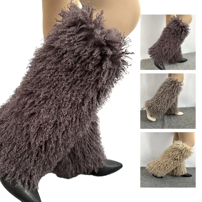 Women's Faux Furs Leg Warmers Boot Winter Warm Foot Cover Y2K JK Uniform Clothes