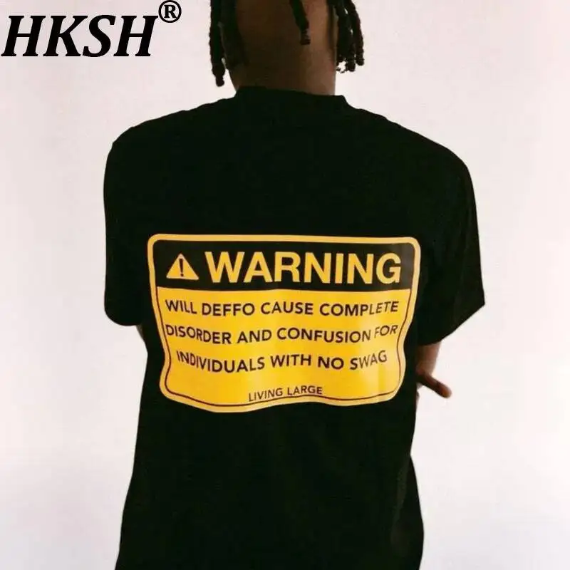 

HKSH Spring Summer New Men's Dark Punk Ink Trend Personality Attitude Tees Techwear Visual Short Sleeve T-shirt Chic Ins HK23222