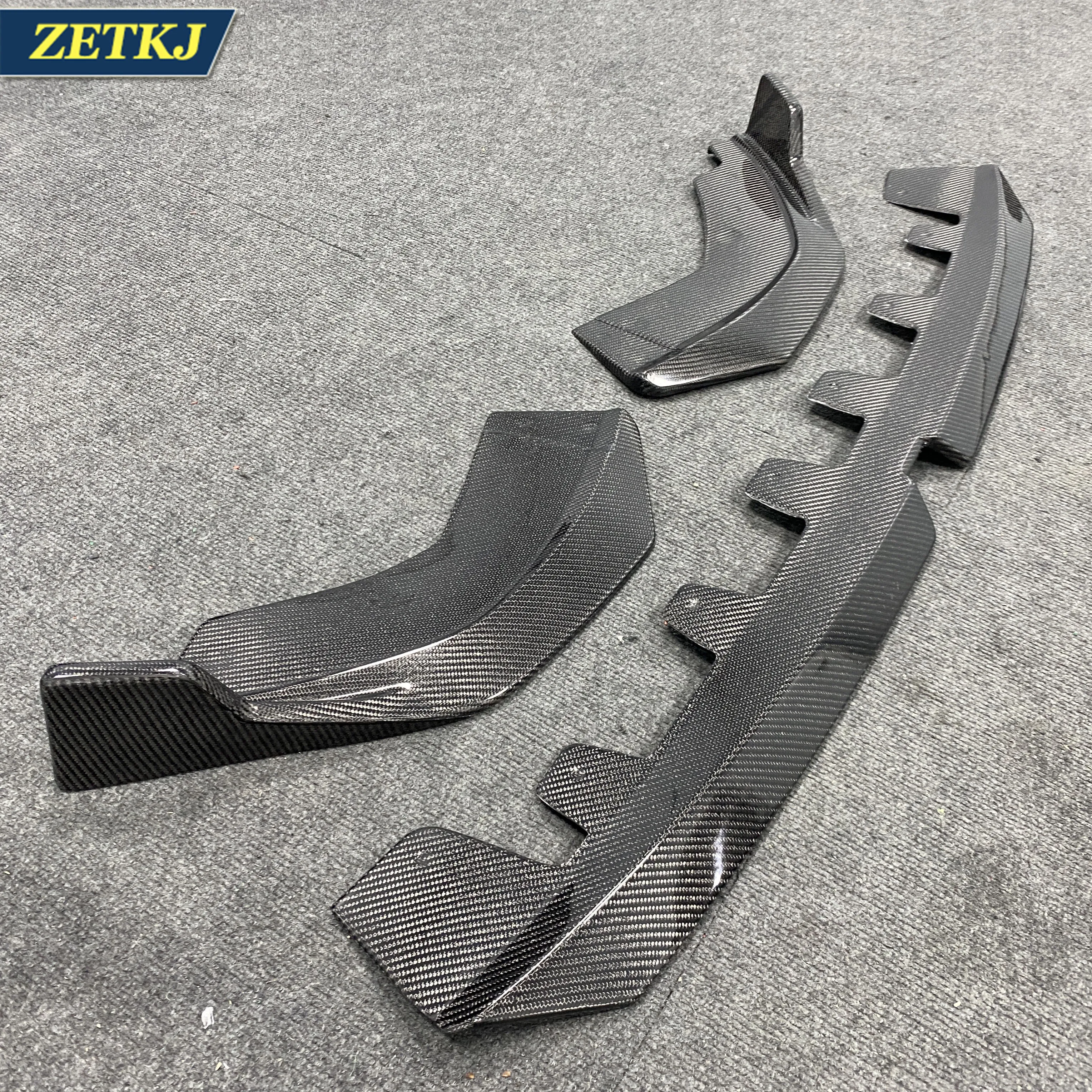 3 Cuts MP Style Real Carbon Fiber Front Lip Chin Shovel Bumper Spoiler Car Body Kit For BMW 3 Series G20 G28 Modify 2023Up