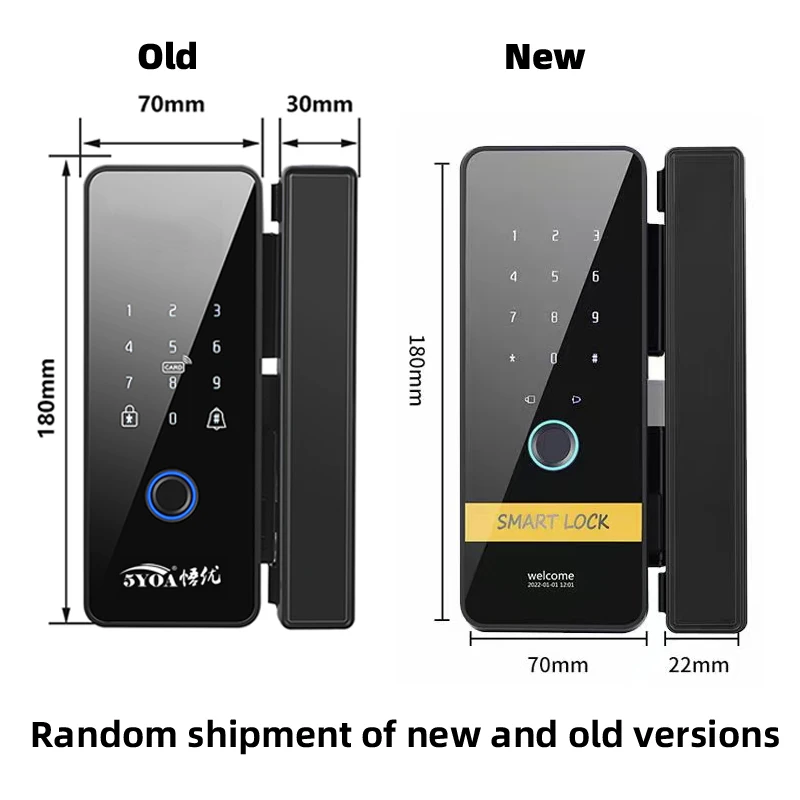 

5YOA Tuya APP Fingerprint Lock Bluetooth Smart Glass Door Biometric Electronic Control Door Lock 13.56Mhz RFID Remote Unlock