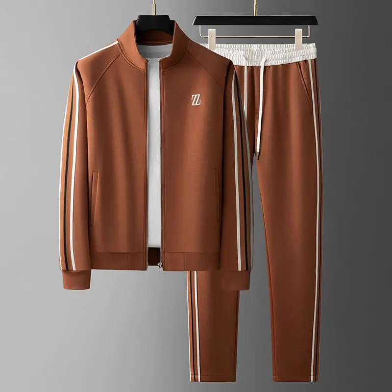 Men's casual sports suit, high-end coat, cardigan, sweater, handsome matching, a complete set.