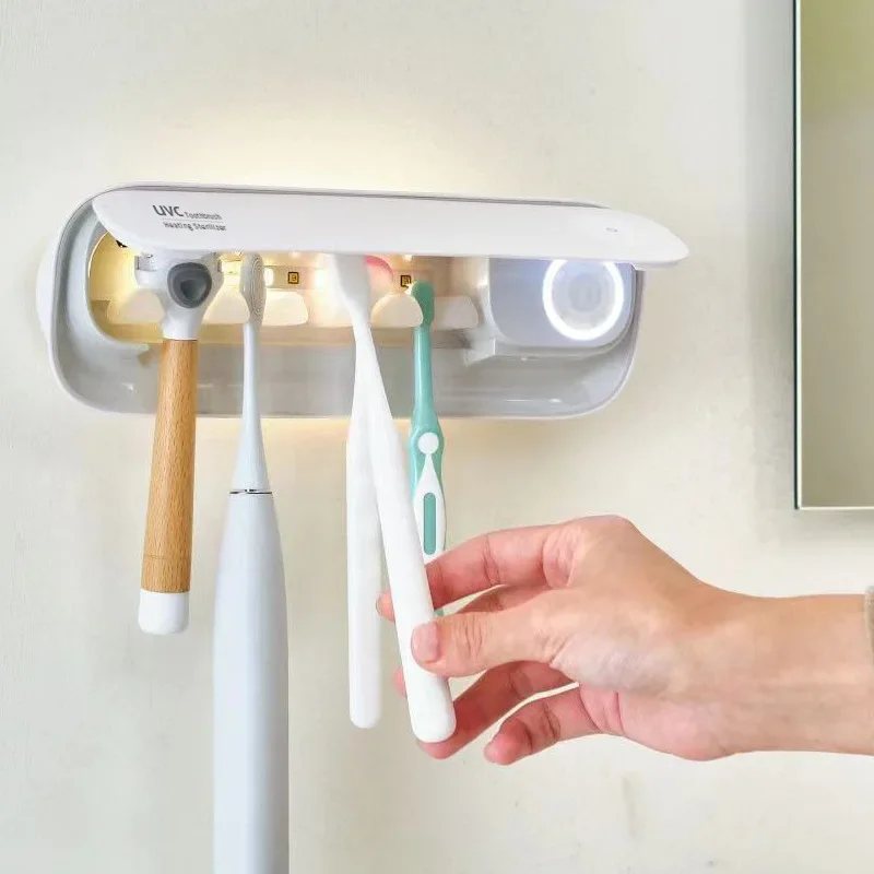 Soporte para cepillos de dientes UV, esterilizador de cepillos de dientes de secado automático, montado en la pared inteligente, para el hogar,