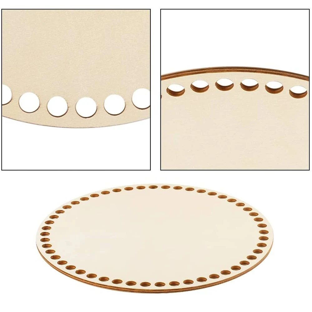 2Pcs Wooden Creative Circular Hollow Pattern Bag Base DIY Wooden Weaving Products And Home Decoration