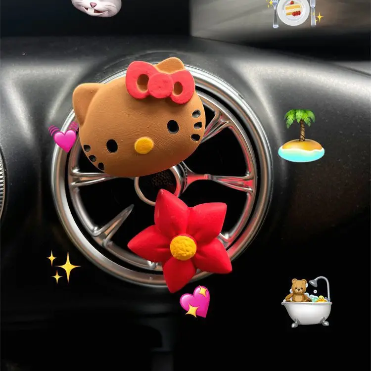 Sanrio Car Air Conditioner Mouth Diffuser Decoration Cartoon Hello Kitty Air Outlet Car Interior Decoration Gift Car Accessories